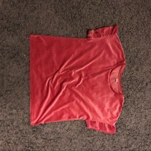 Velvet ruffle sleeve tee